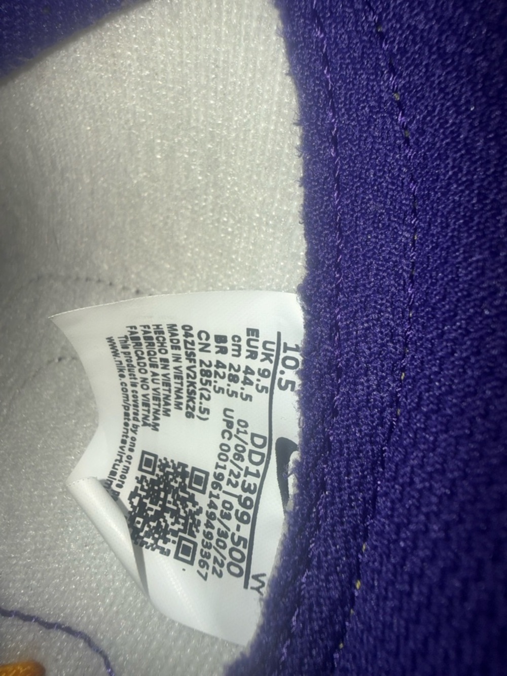Nike High-Top dunks court purple men’s size 10.5. - Picture 10 of 10